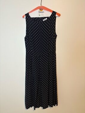 Sleeveless Black Polka Dot Midi Dress